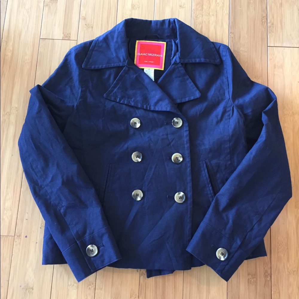 Isaac Mizrahi Navy Canvas Pea Coat